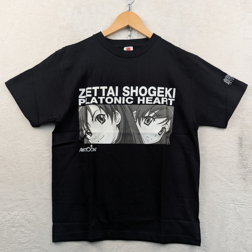 VTG Maximum Zettai Shogeki Platonic Heart T-Shirt Men's L Black Anime Promo Y2K